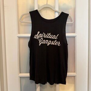 Spiritual Gangster Cropped Tank, Womens Size S, Vintage Black